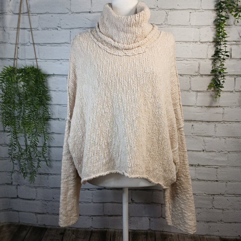 Free People Cream Cowl Neck Sweater